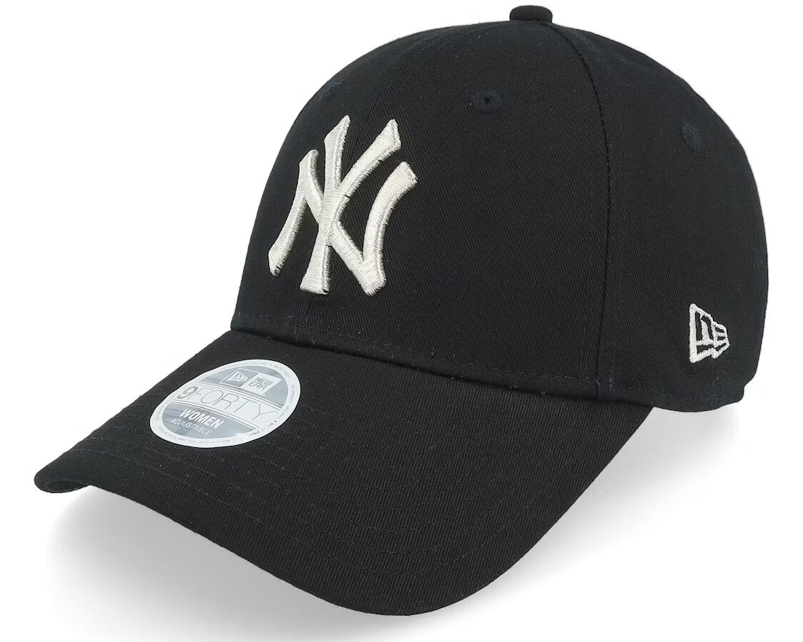 New York Yankees Womens Metallic Logo 9FORTY Black/Silver Adjustable - New Era N: 00395