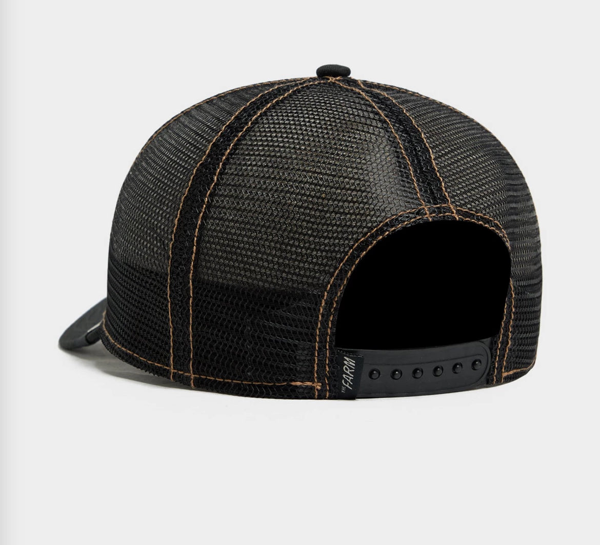 Casquette trucker blanche et noire lion King Mane Man The Farm Goorin Bros. N: 00704