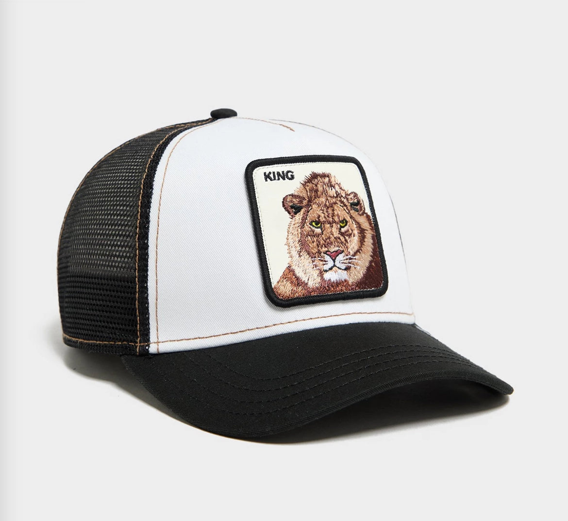 Casquette trucker blanche et noire lion King Mane Man The Farm Goorin Bros. N: 00704
