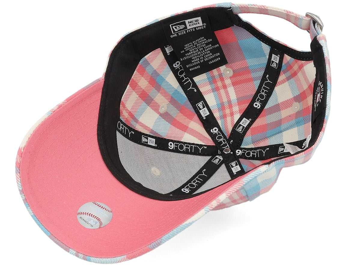 New York Yankees Womens Check 9FORTY Pink/Blue/White Adjustable