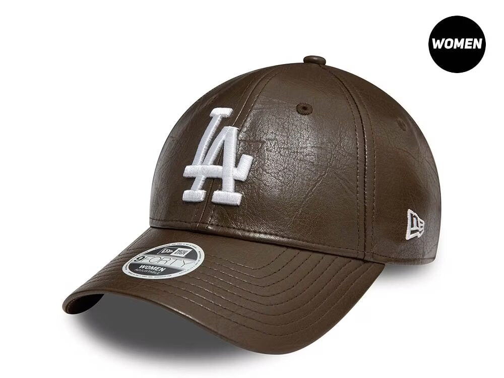 Casquette New Era 9Forty Strapback en cuir marron pour femme des Dodgers de Los Angeles N: 00615