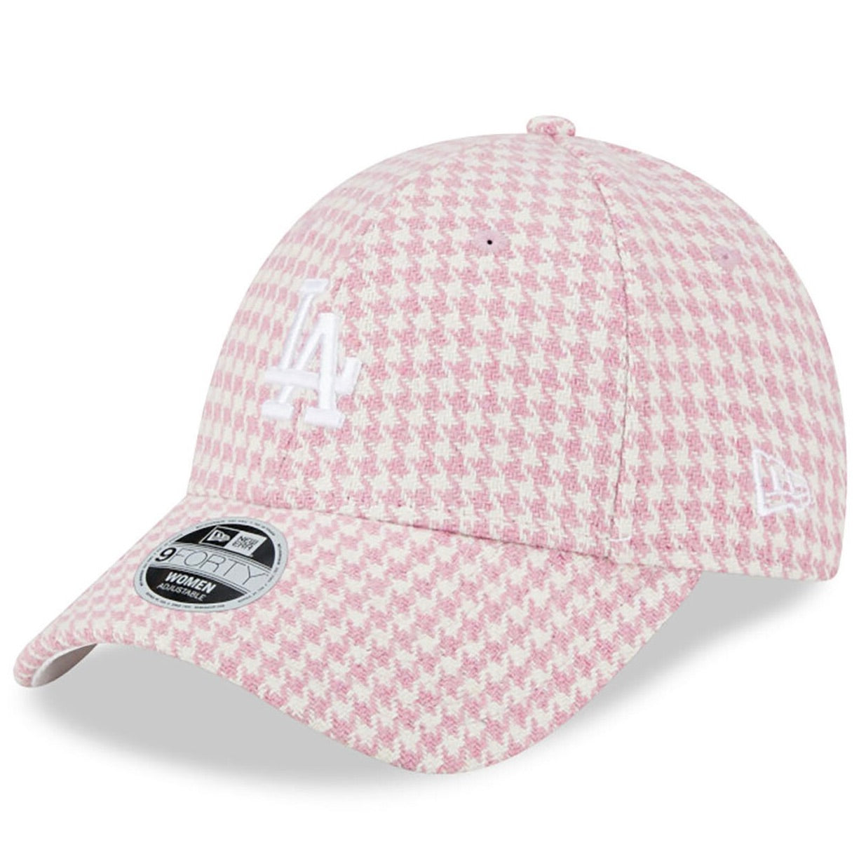 LA Dodgers Womens Houndstooth Pink 9FORTY Adjustable Cap