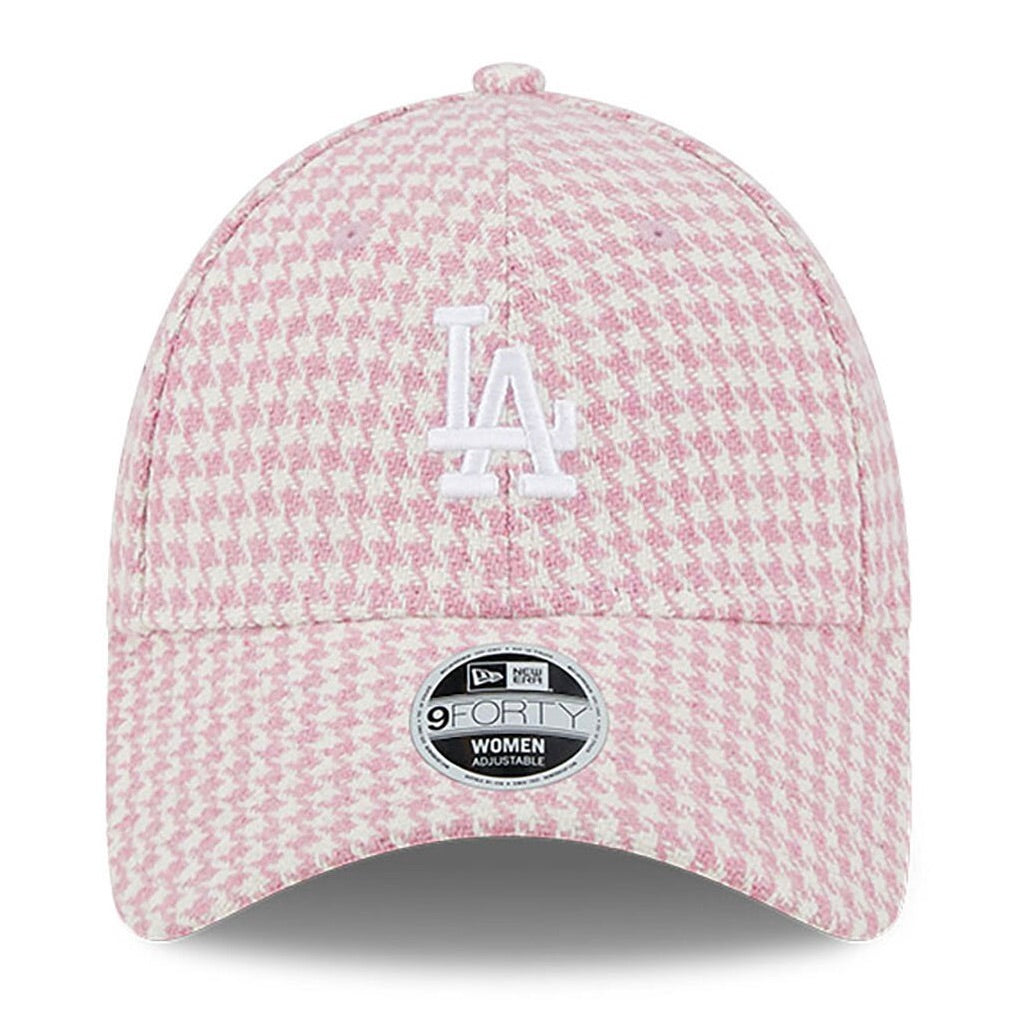 LA Dodgers Womens Houndstooth Pink 9FORTY Adjustable Cap