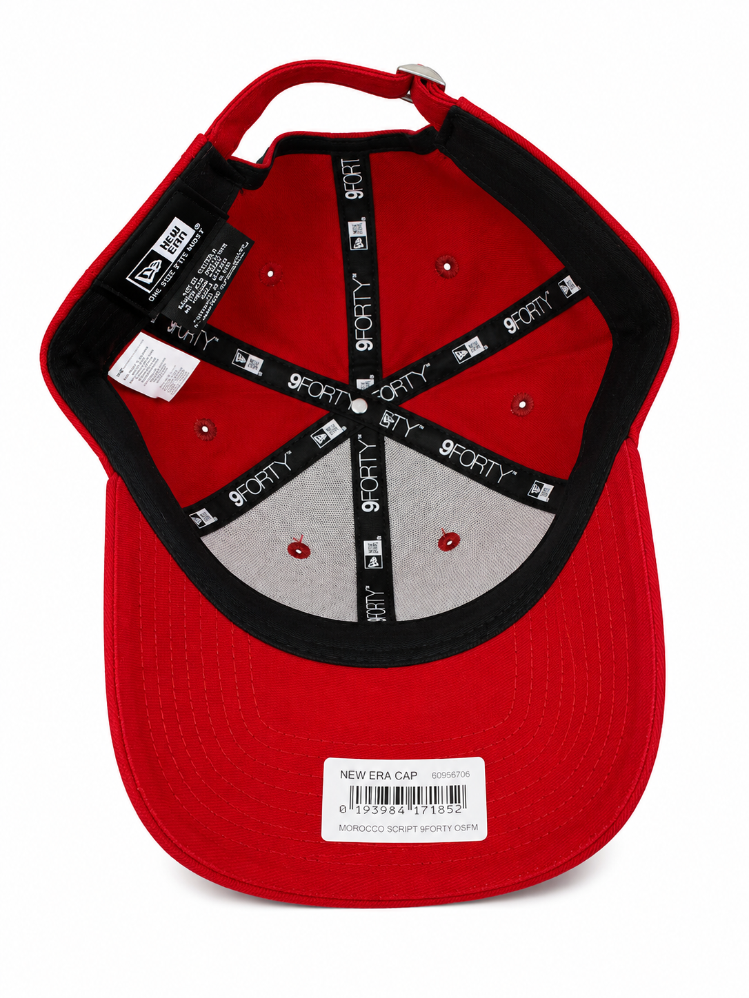 New Era 9FORTY Morocco Script Red Adjustable Cap – Black & Green Embroidery N: 00374