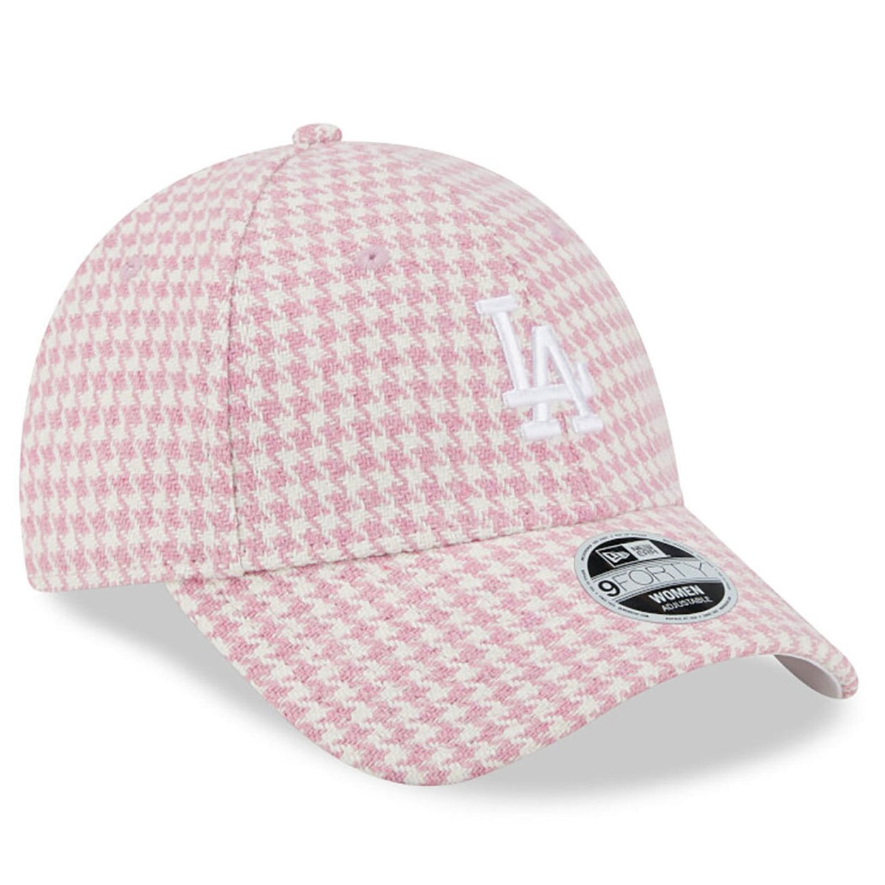 LA Dodgers Womens Houndstooth Pink 9FORTY Adjustable Cap