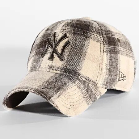 Casquette Femme Plaid New York Yankees Carreaux Beige