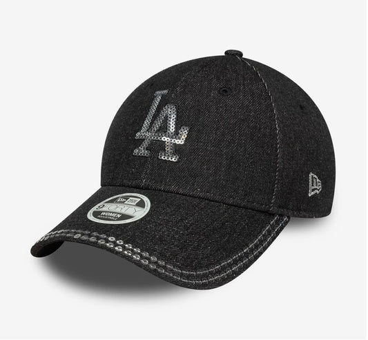 LA Dodgers Womens MLB Sequin Black 9FORTY Adjustable Cap