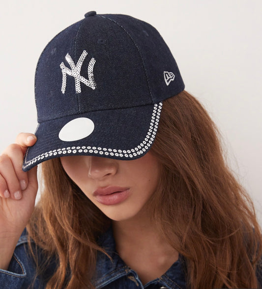 New York Yankees Womens MLB Sequin Dark Blue 9FORTY Adjustable Cap
