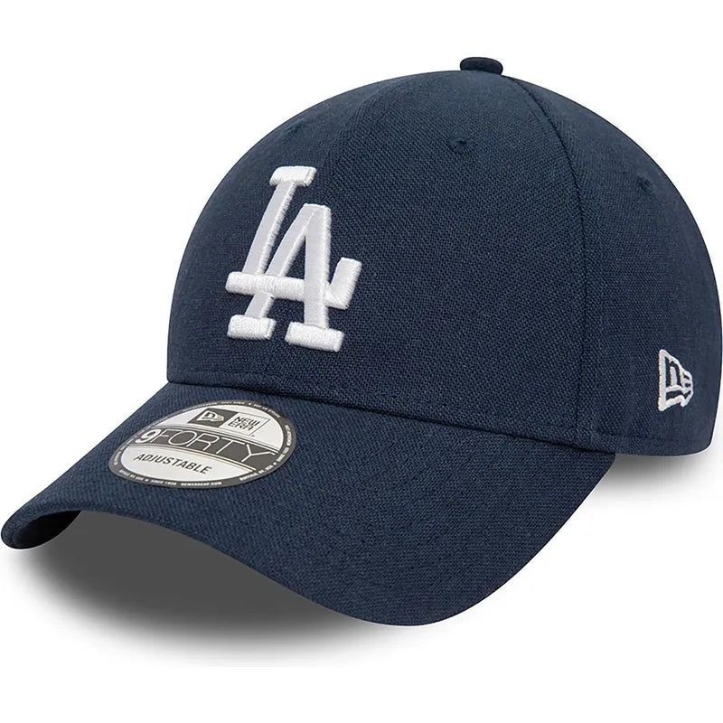 New Era Curved Brim 9FORTY Linen Los Angeles Dodgers MLB Navy Blue marine Adjustable Cap