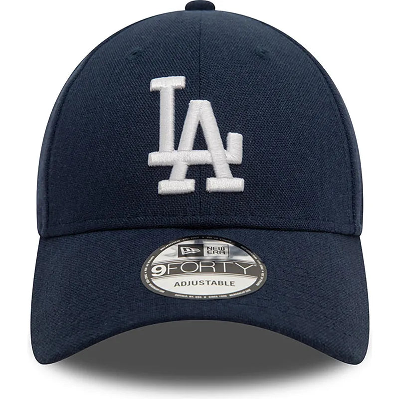New Era Curved Brim 9FORTY Linen Los Angeles Dodgers MLB Navy Blue marine Adjustable Cap