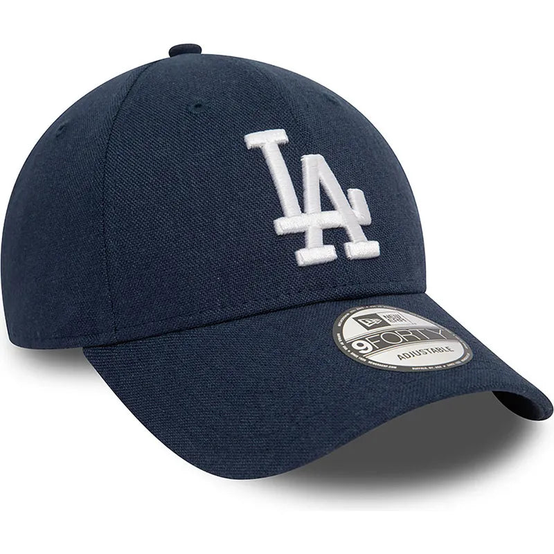 New Era Curved Brim 9FORTY Linen Los Angeles Dodgers MLB Navy Blue marine Adjustable Cap