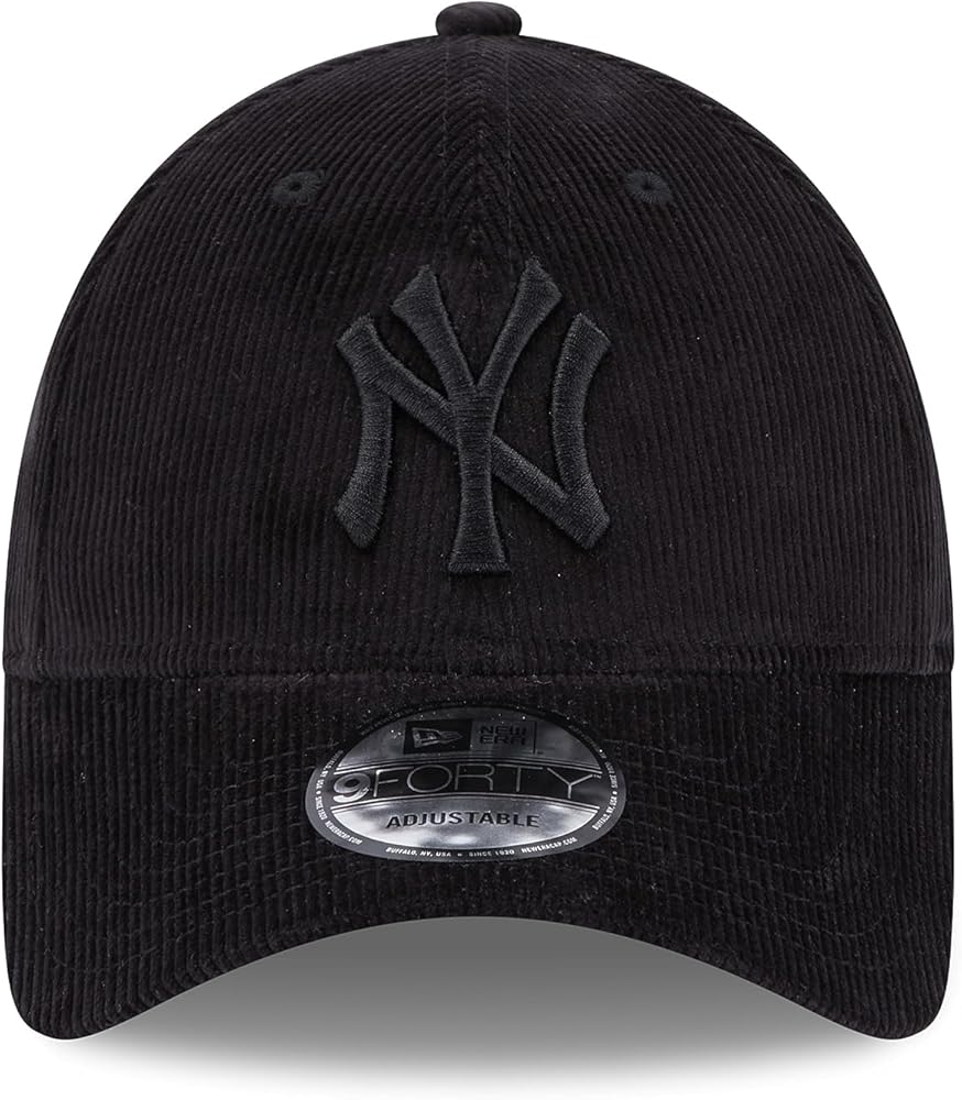 Casquette courbée noire ajustable avec logo noir 9FORTY Cord New York Yankees MLB New Era