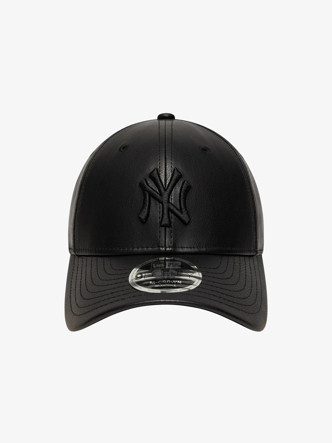 New Era Curved Brim Black Logo 9FORTY M-Crown PU New York Yankees MLB Black Snapback Cap