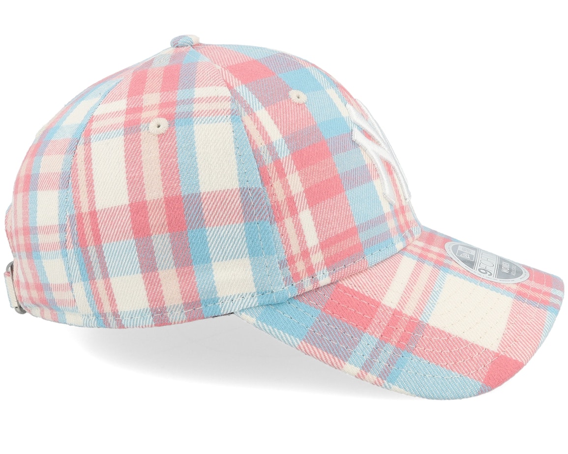 New York Yankees Womens Check 9FORTY Pink/Blue/White Adjustable