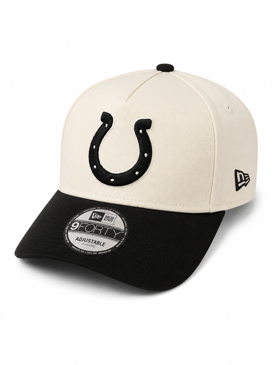 New Era 9FORTY A-Frame Indianapolis Colts Adjustable Cap – Cream & Black N: 00297