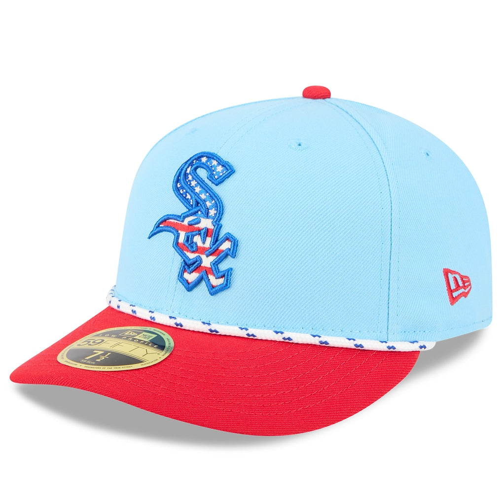 Men's Chicago White Sox New Era Light Blue/Red 2025 Fourth of July Low Profile 59FIFTY Fitted Hat N: 00337