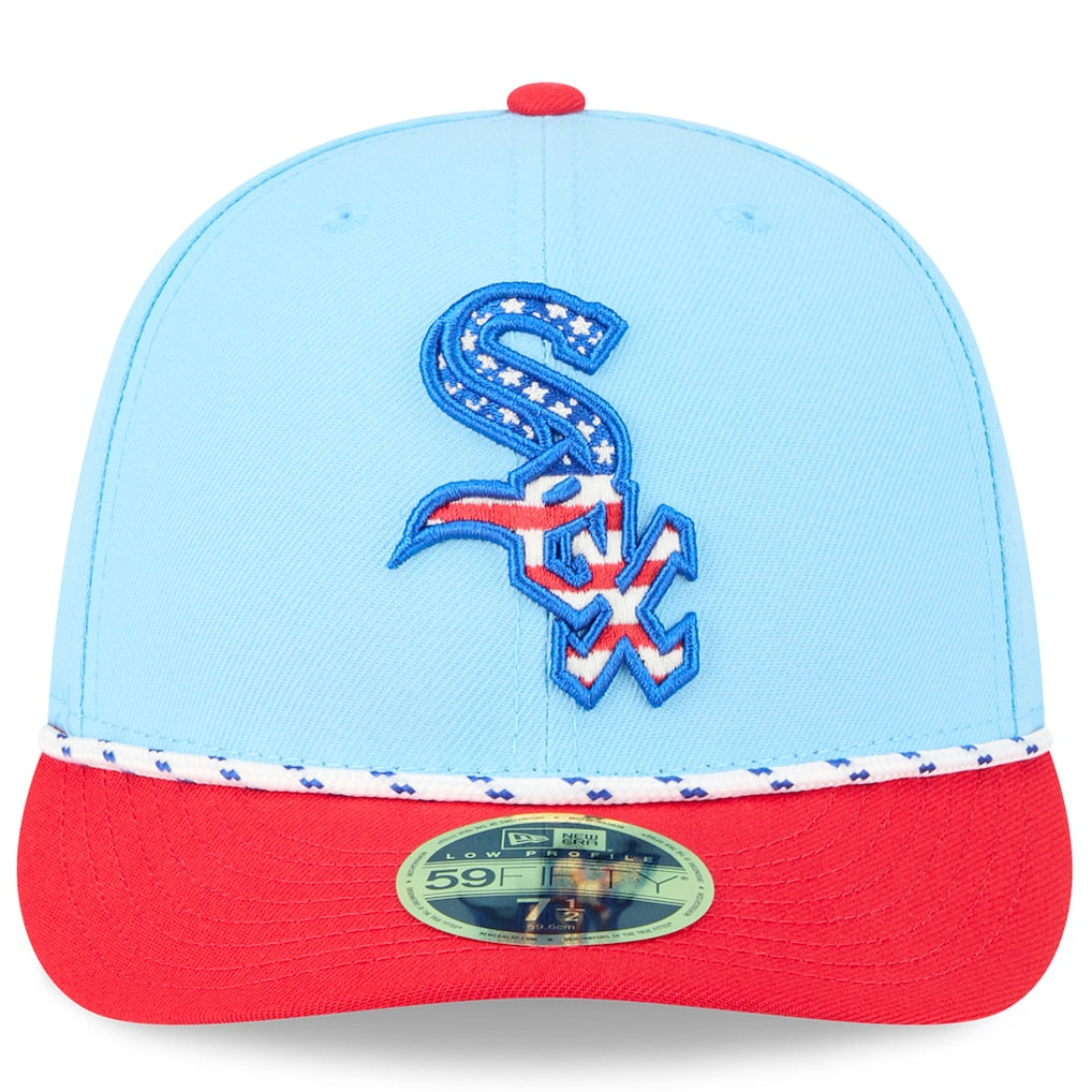 Men's Chicago White Sox New Era Light Blue/Red 2025 Fourth of July Low Profile 59FIFTY Fitted Hat N: 00337