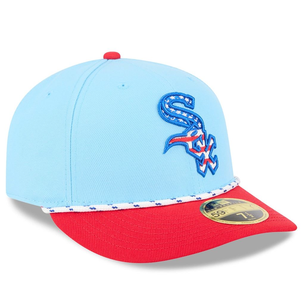 Men's Chicago White Sox New Era Light Blue/Red 2025 Fourth of July Low Profile 59FIFTY Fitted Hat N: 00337