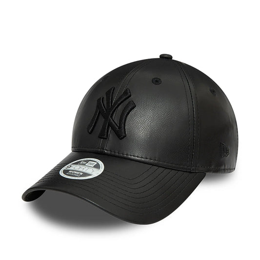New York Yankees Faux Leather Womens Black Cuir  9FORTY Adjustable Cap N: 00544