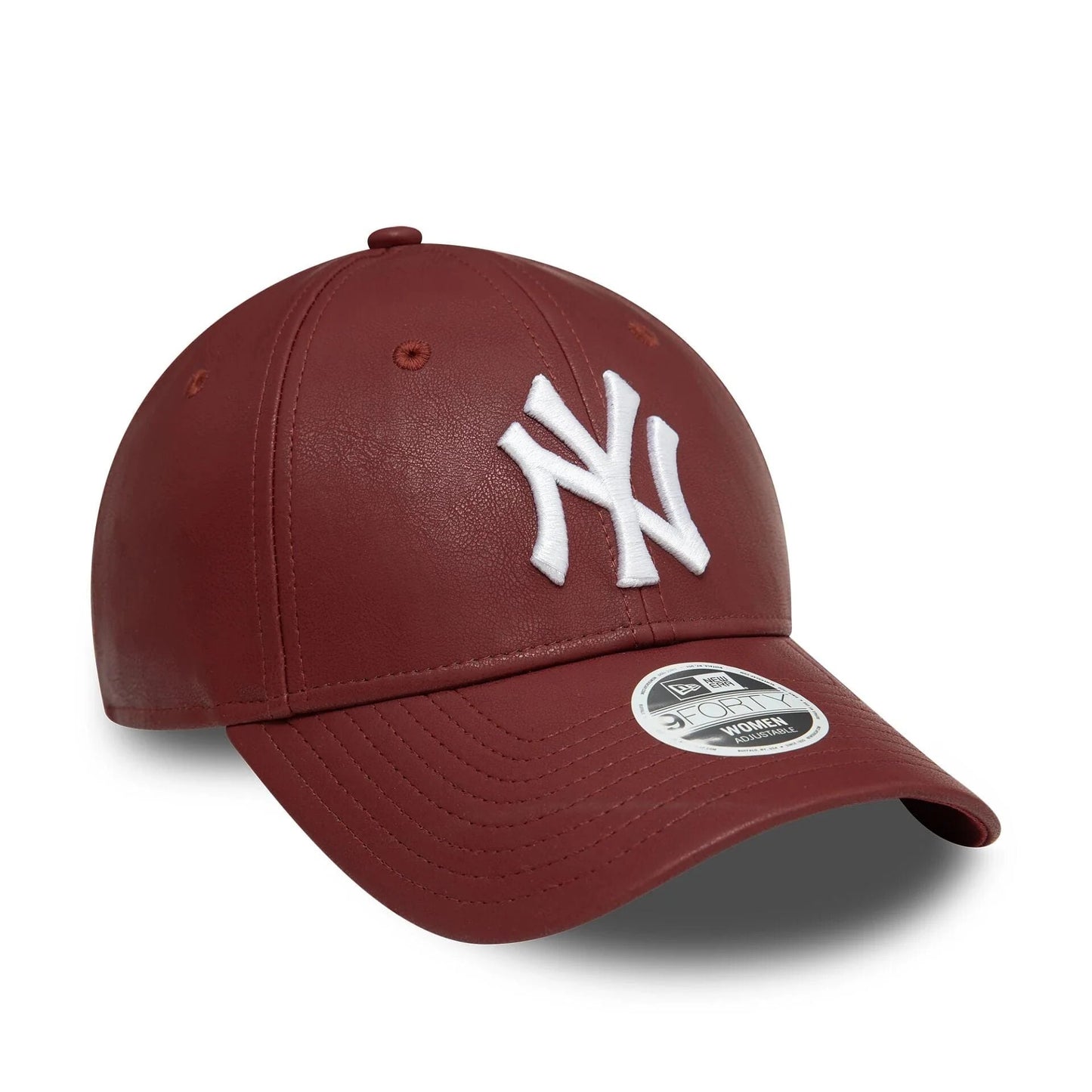 Casquette New Era 9Forty Strapback en cuir cerise des Yankees de New York pour femme N: 00626