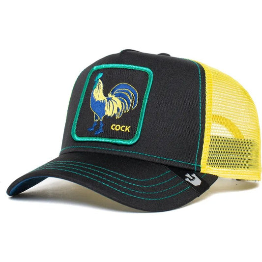 Casquette trucker noire et jaune coq Cock Trip The Farm Goorin Bros.N: 00635