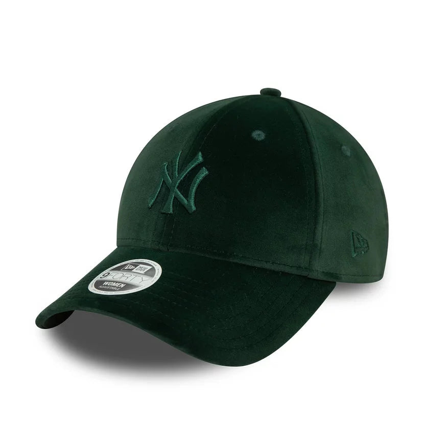 Casquette femme New Era New York Yankees Womens Velour Midi Dark Green 9FORTY Adjustable Cap 6058076